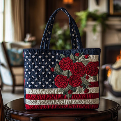 Everyday Roses Stars Quilted Tote