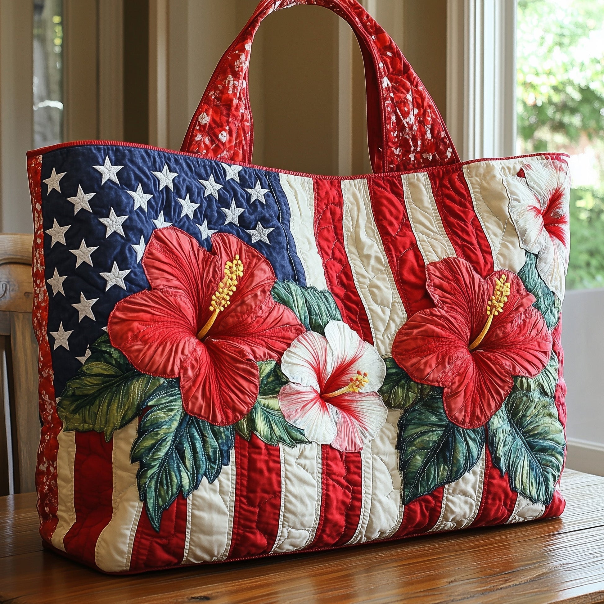 Hibiscus Flowers Stars Tote Bag