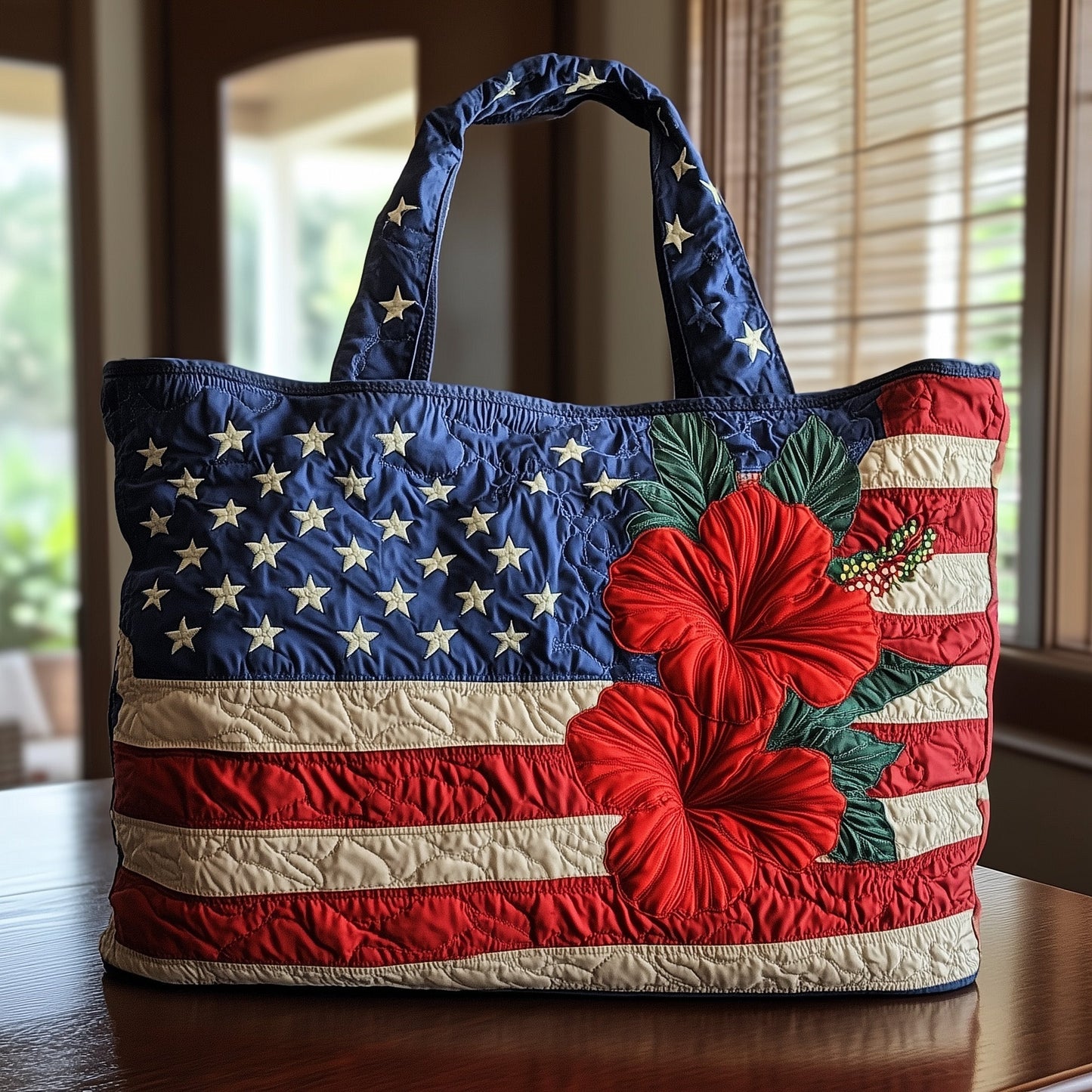 Stars Hibiscus Flowers Tote Bag