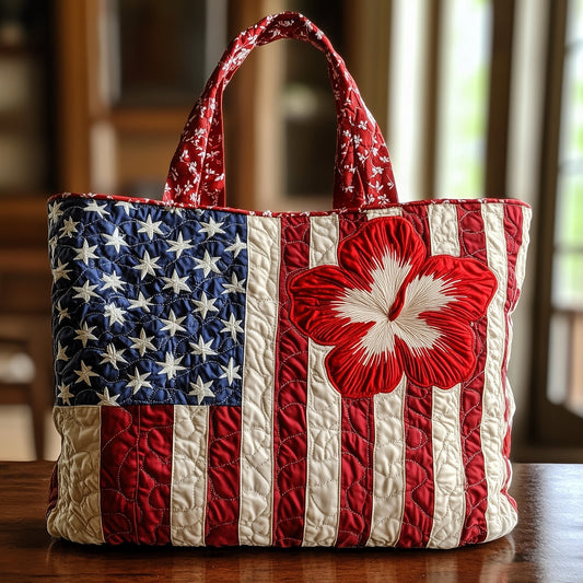 The Stars And Hibiscus Quilted Tote
