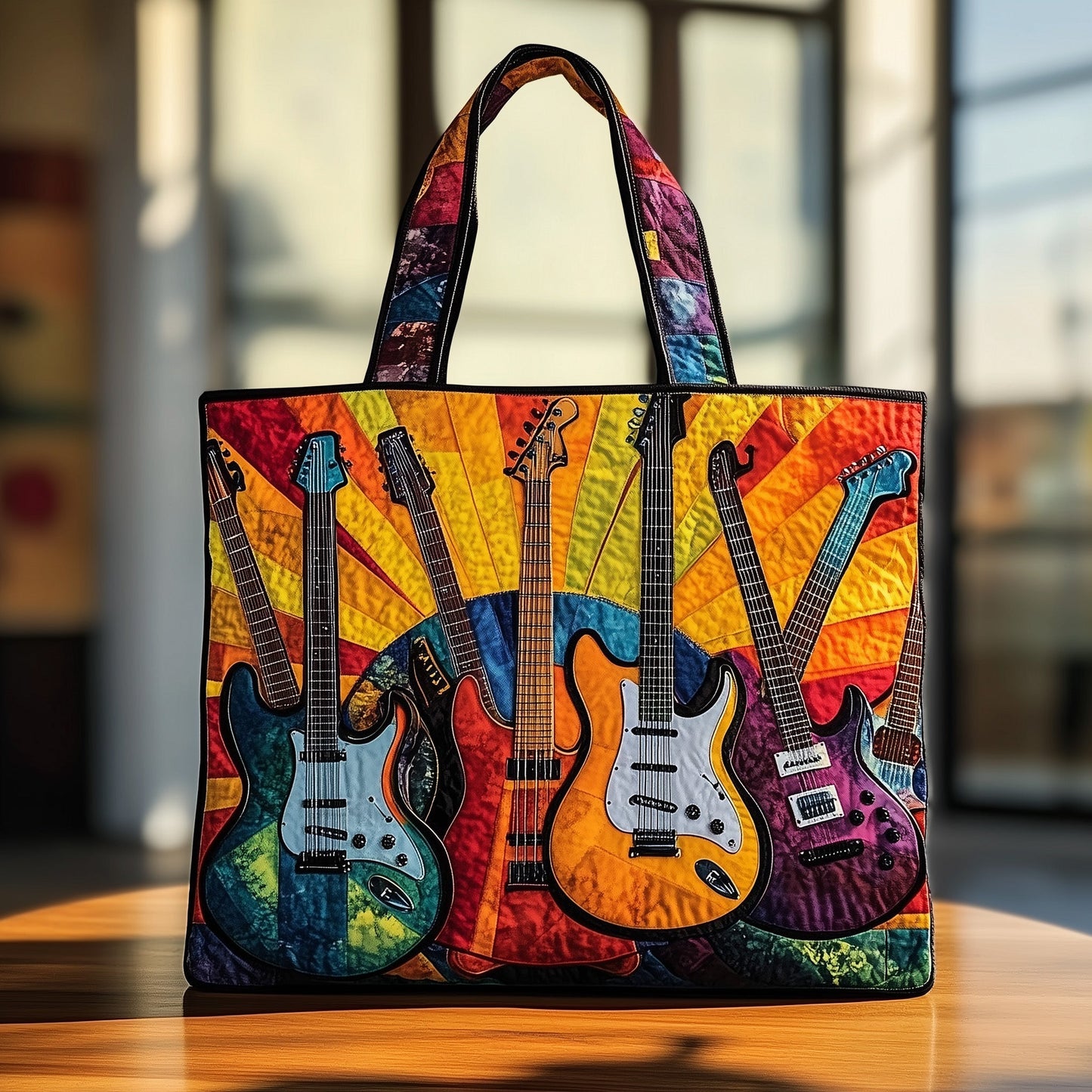 The Guitar Sunburst Quilted Tote