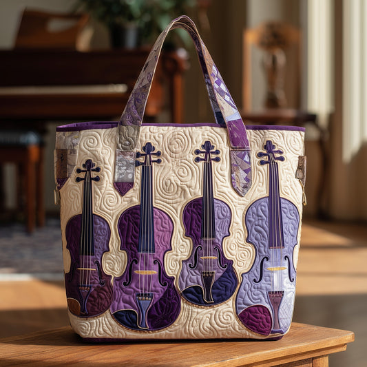 Violin Musical Instruments Quilted Tote