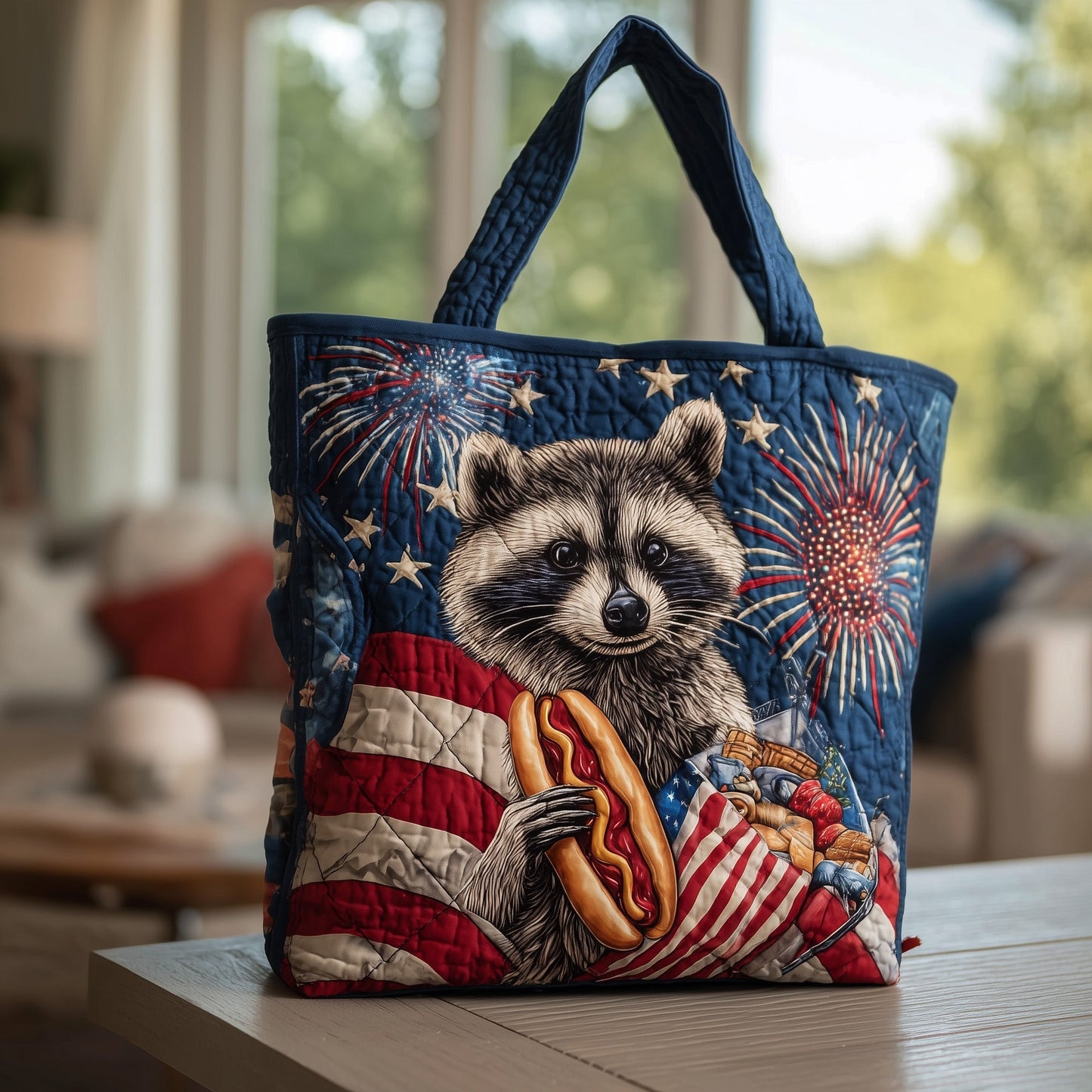 Everyday Raccoon Fireworks Tote Bag