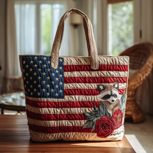 The Freedom Raccoon Quilted Tote
