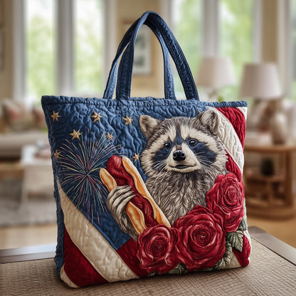 Raccoon Flag Fireworks Quilted Tote