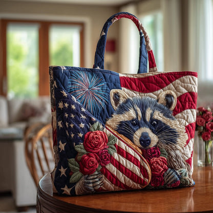 Raccoon American Flag Tote Bag