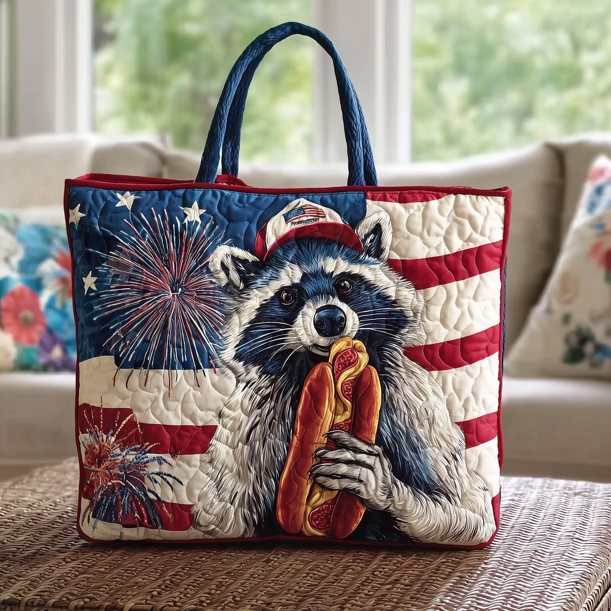 Everyday Patritotic Raccoon Tote Bag