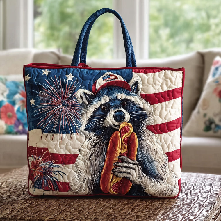 Everyday Patritotic Raccoon Tote Bag