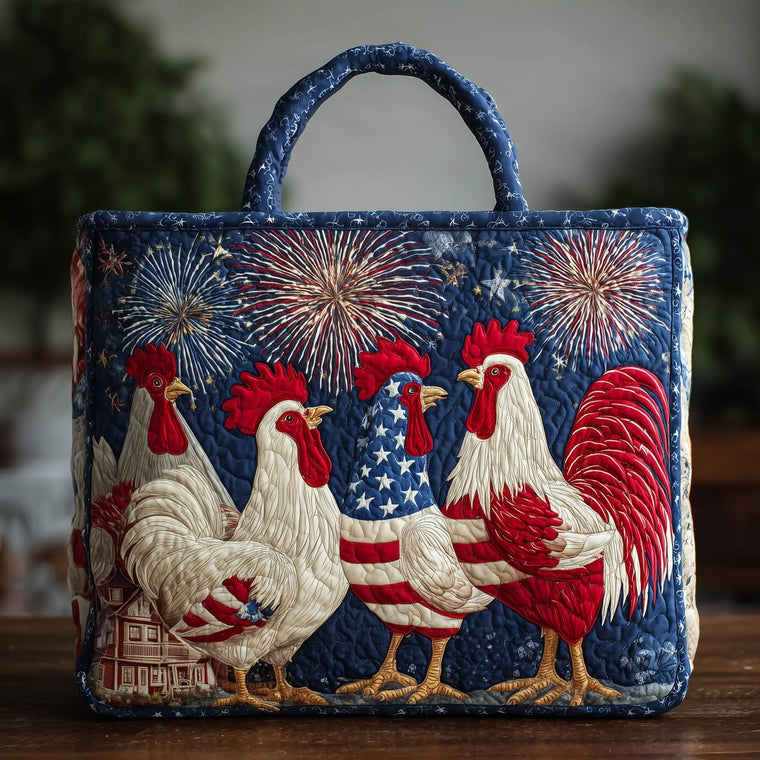 Everyday Roosters Fireworks Quilted Tote