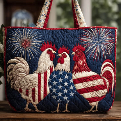 Everyday Rooster Fireworks Quilted Tote