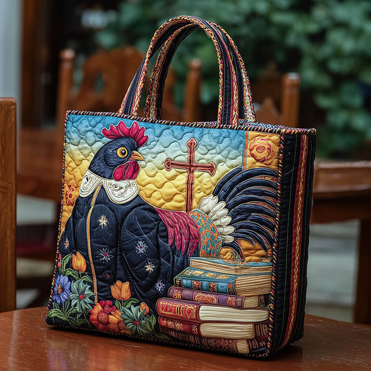 The Rooster Story Quilted Tote