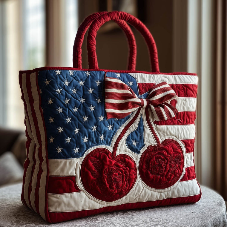 Everyday Star-Spangled Cherry Quilted Tote