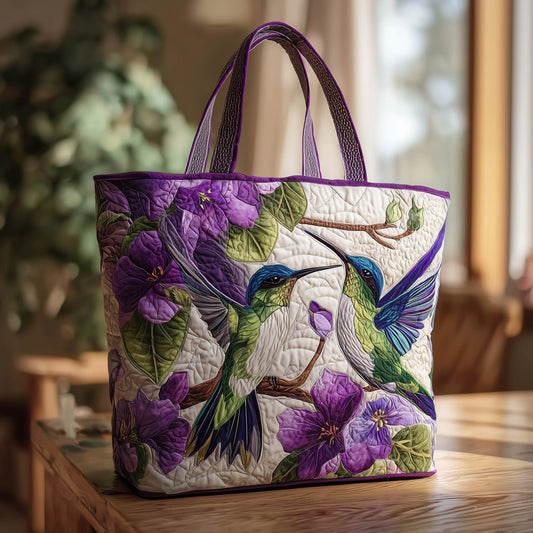 The Hummingbird Amethyst Quilted Tote