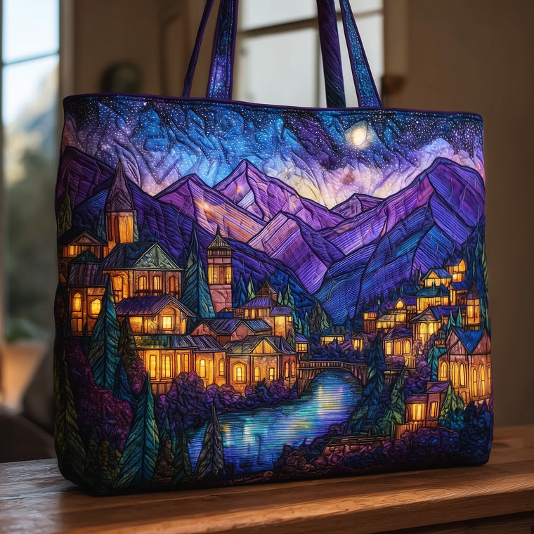 Mountain Village Night Sky Quilted Tote