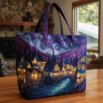 Starry Night Village Tote Bag