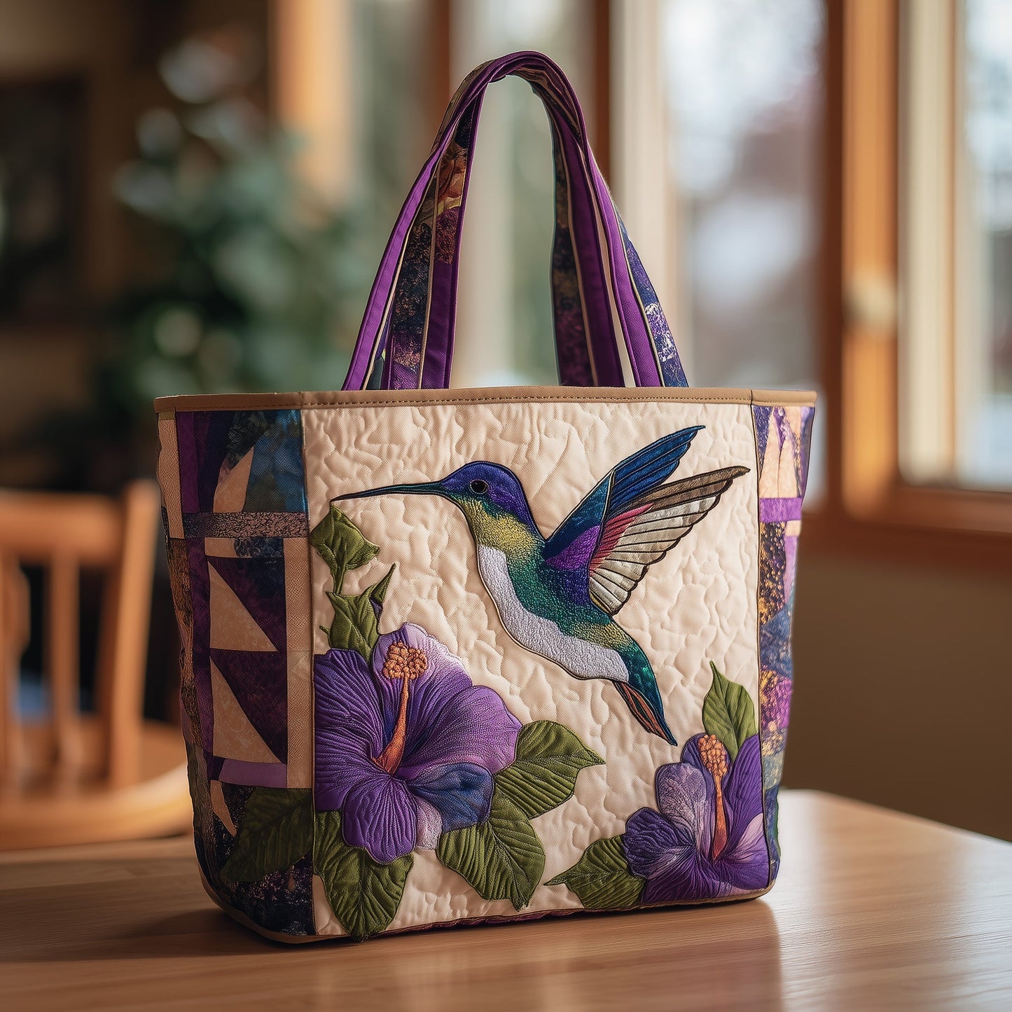 The Hummingbird Delight Quilted Tote