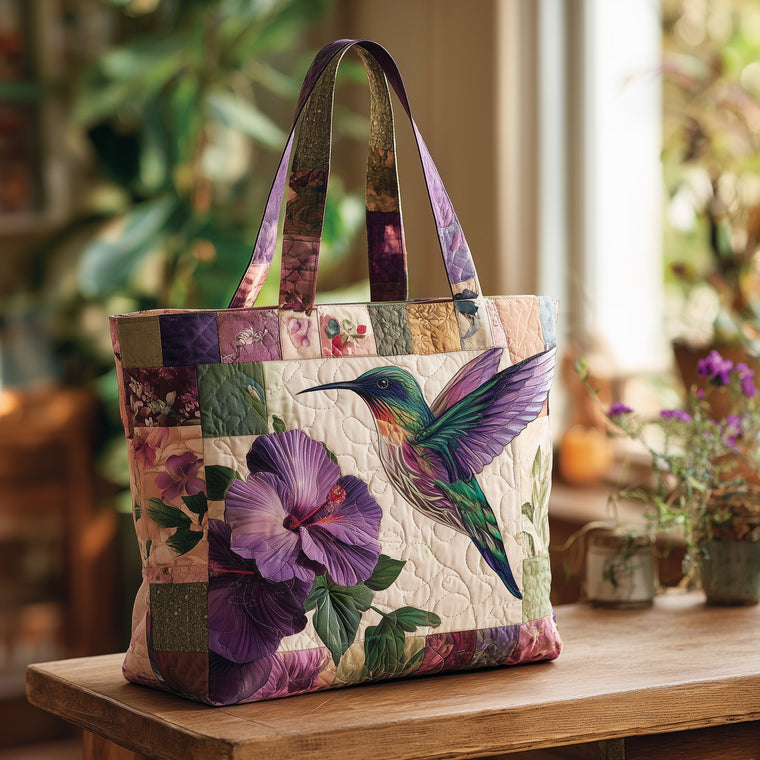 The Elegant Hummingbird Quilted Tote