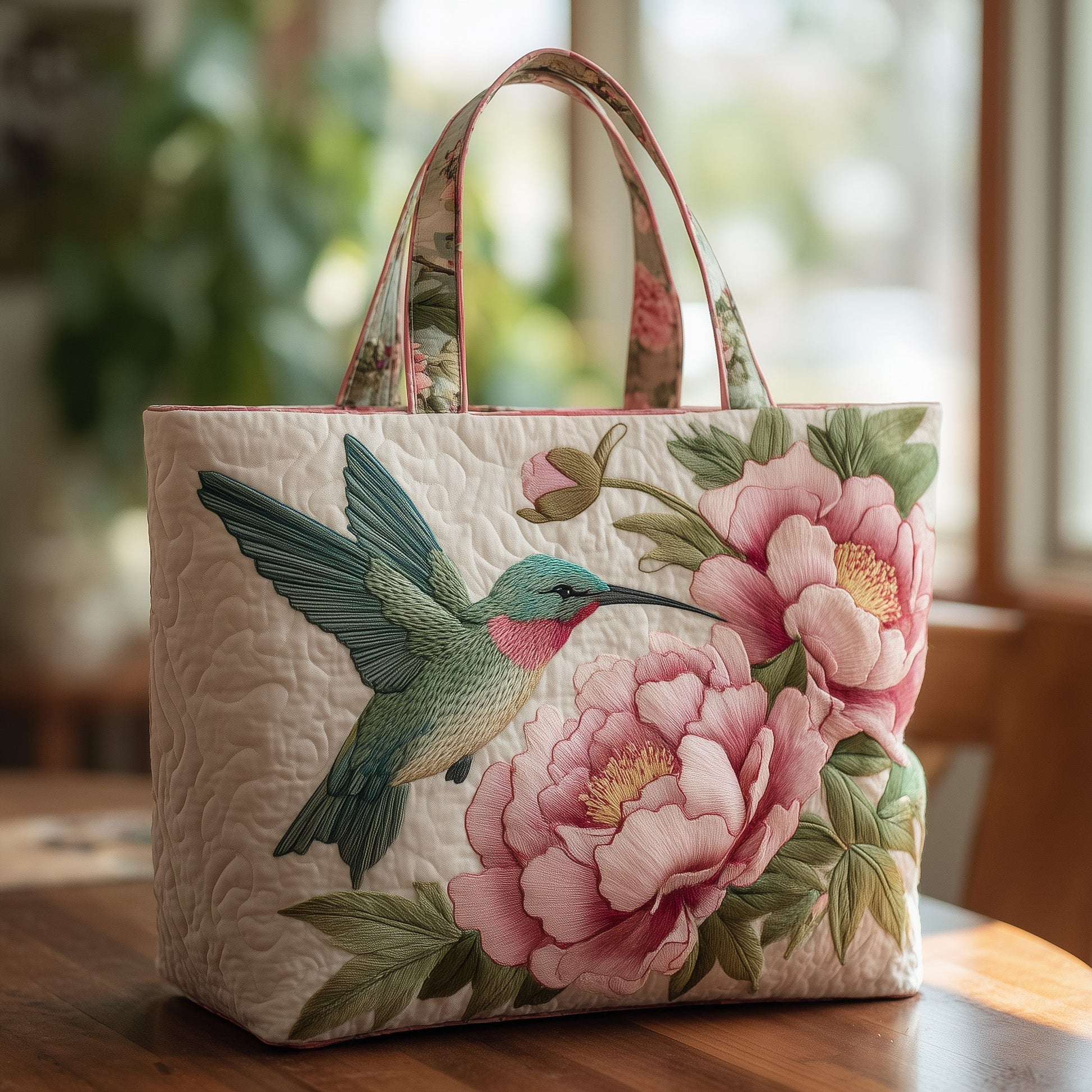 Everyday Hummingbird Peonies Tote Bag