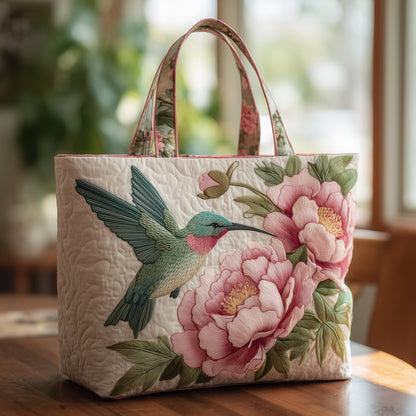 Everyday Hummingbird Peonies Tote Bag
