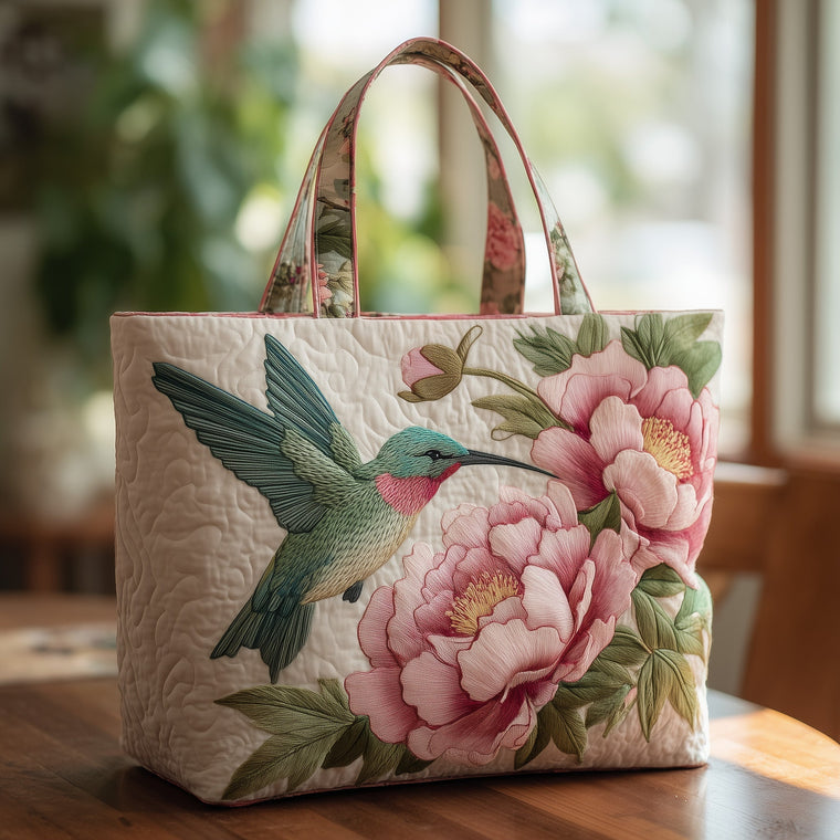 Everyday Hummingbird Peonies Tote Bag