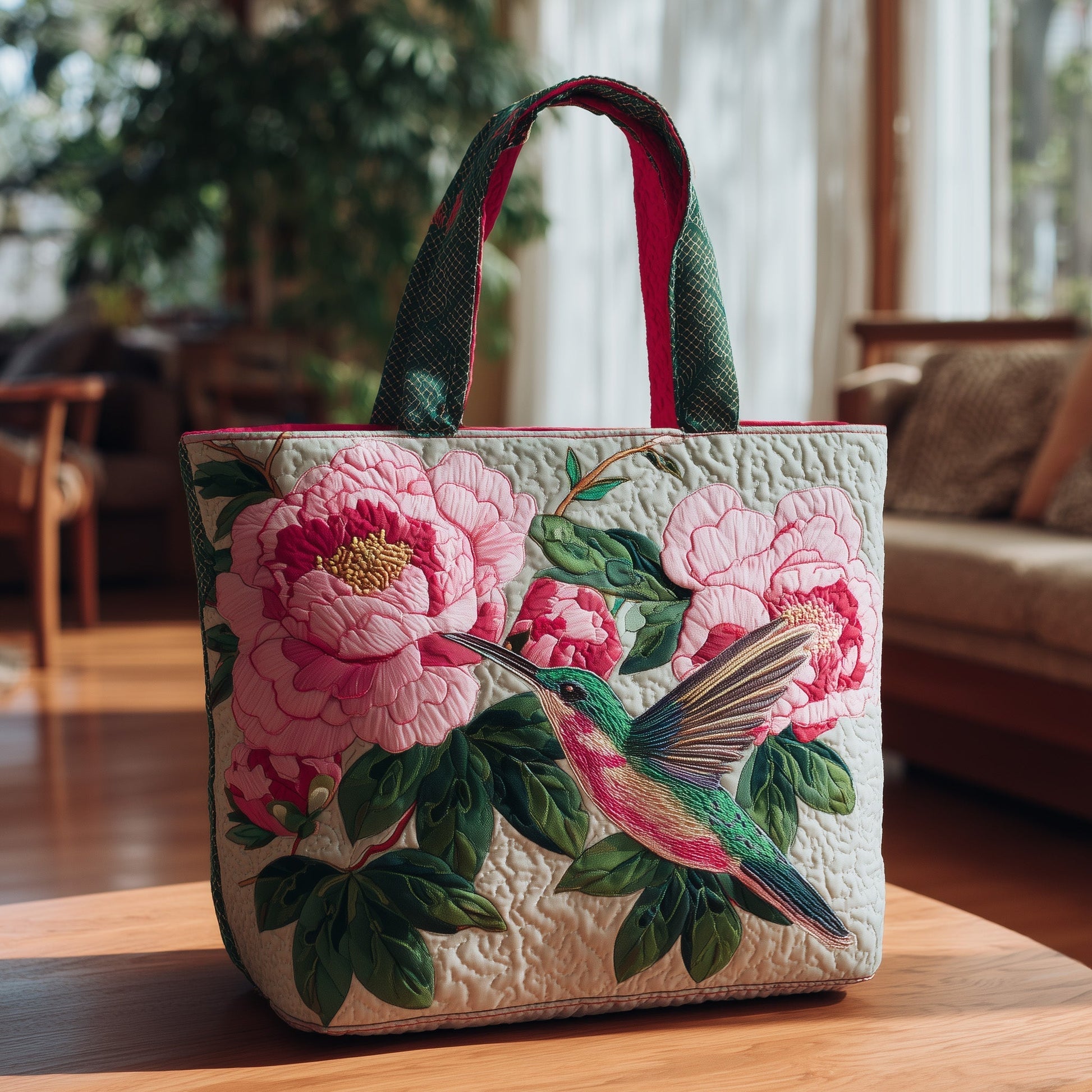 The Elegant Peonies Quilted Tote