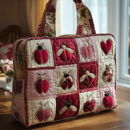 Everyday Ladybugs Hearts Quilted Tote