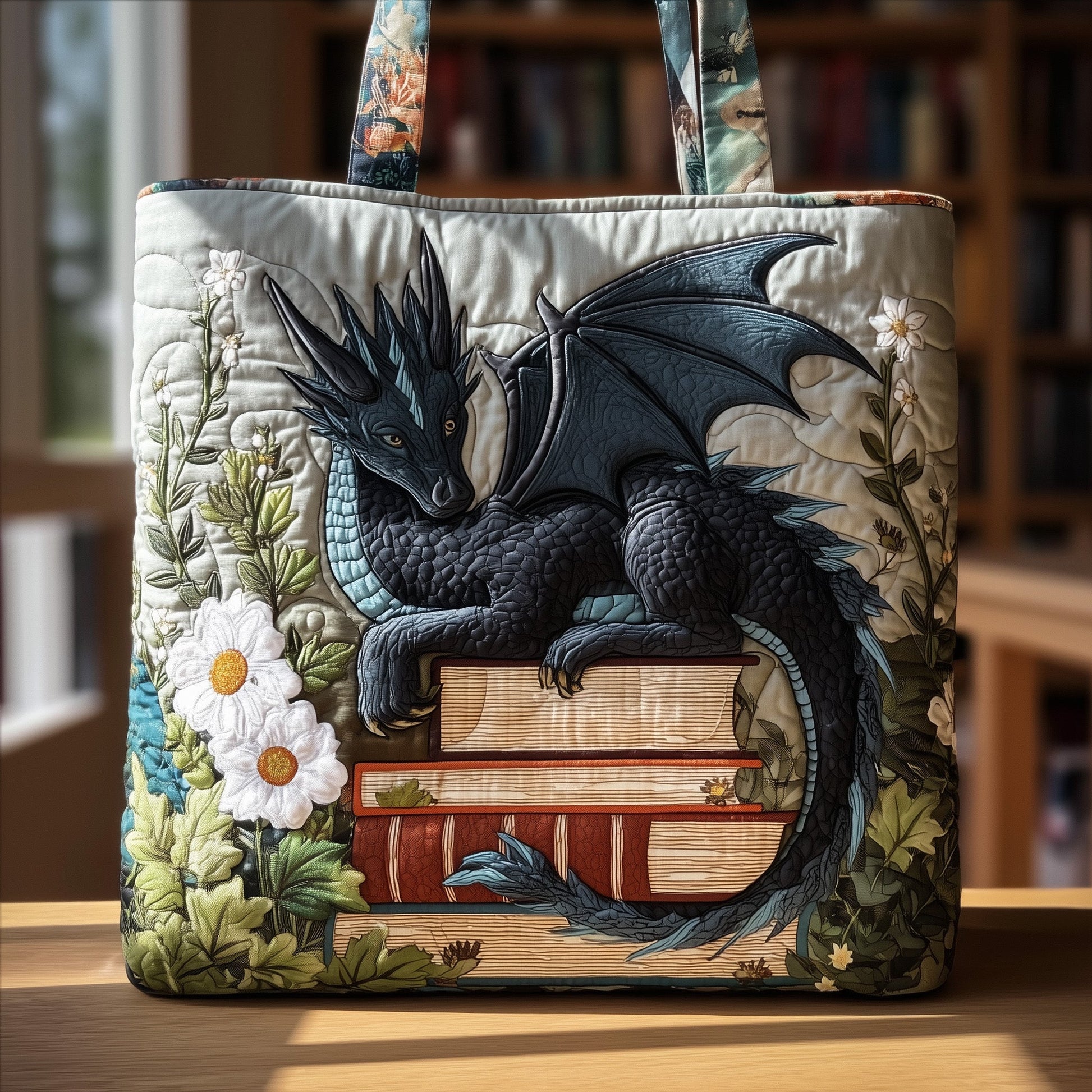 Everyday Book Dragon Quilted Tote