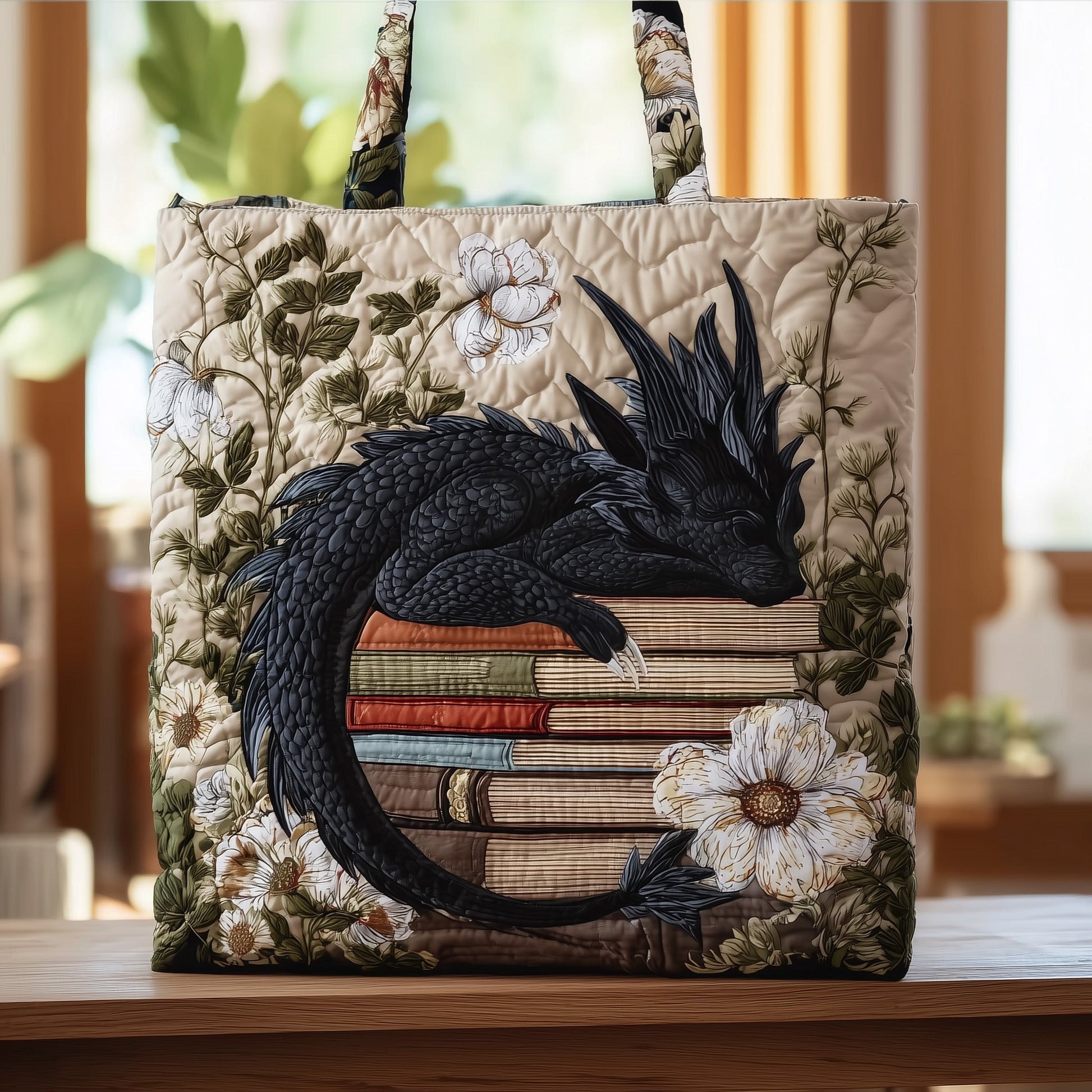 Black Dragon Books Quilted Tote