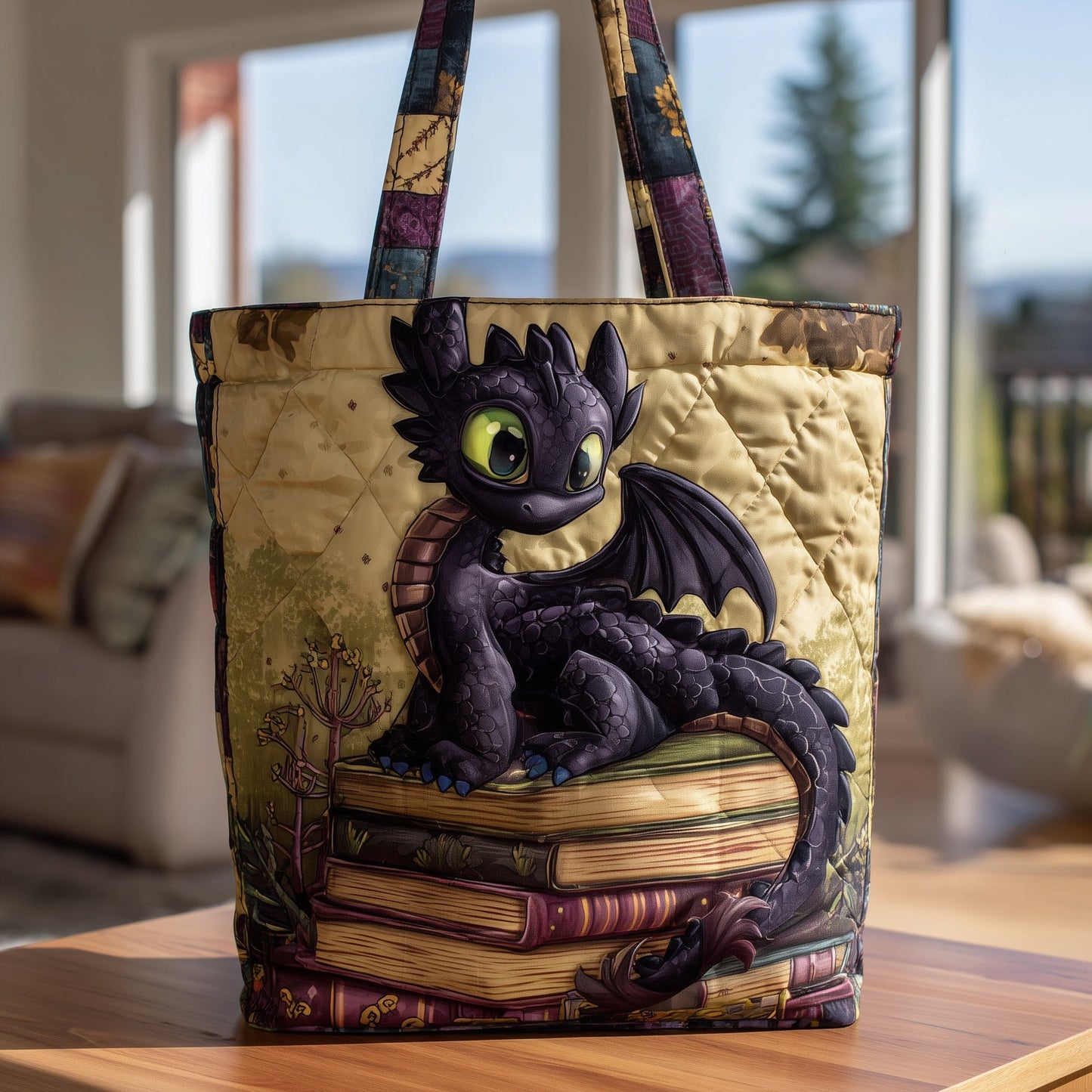 Dragon On Books Tote Bag