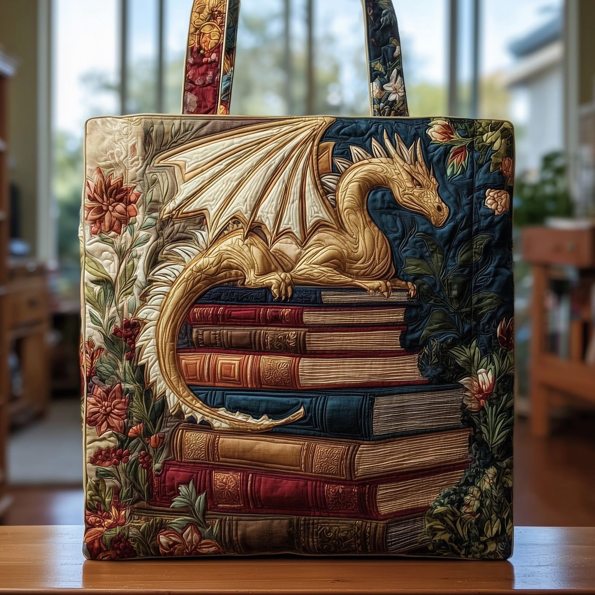 The Book Dragon Quilted Tote 4020