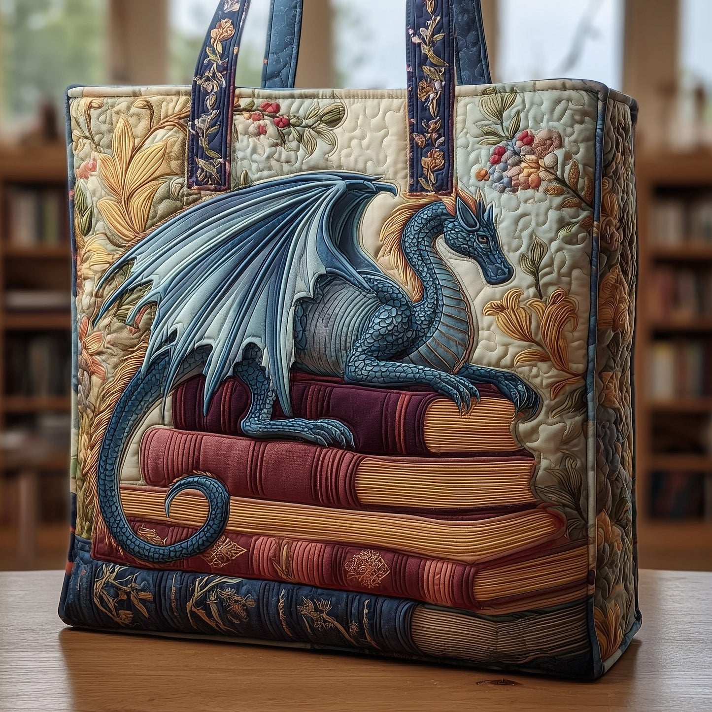 The Bookish Dragon Quilted Tote 2636