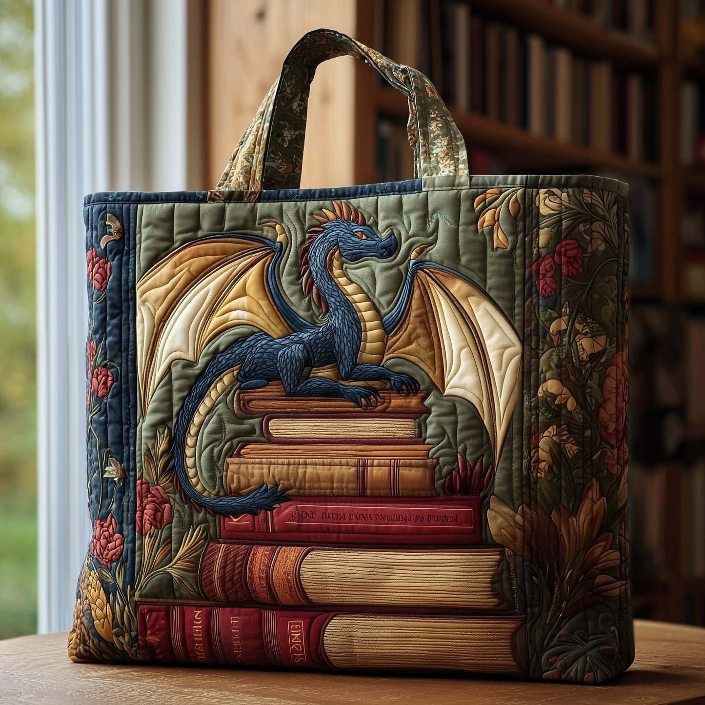 The Book Dragon Quilted Tote 4022