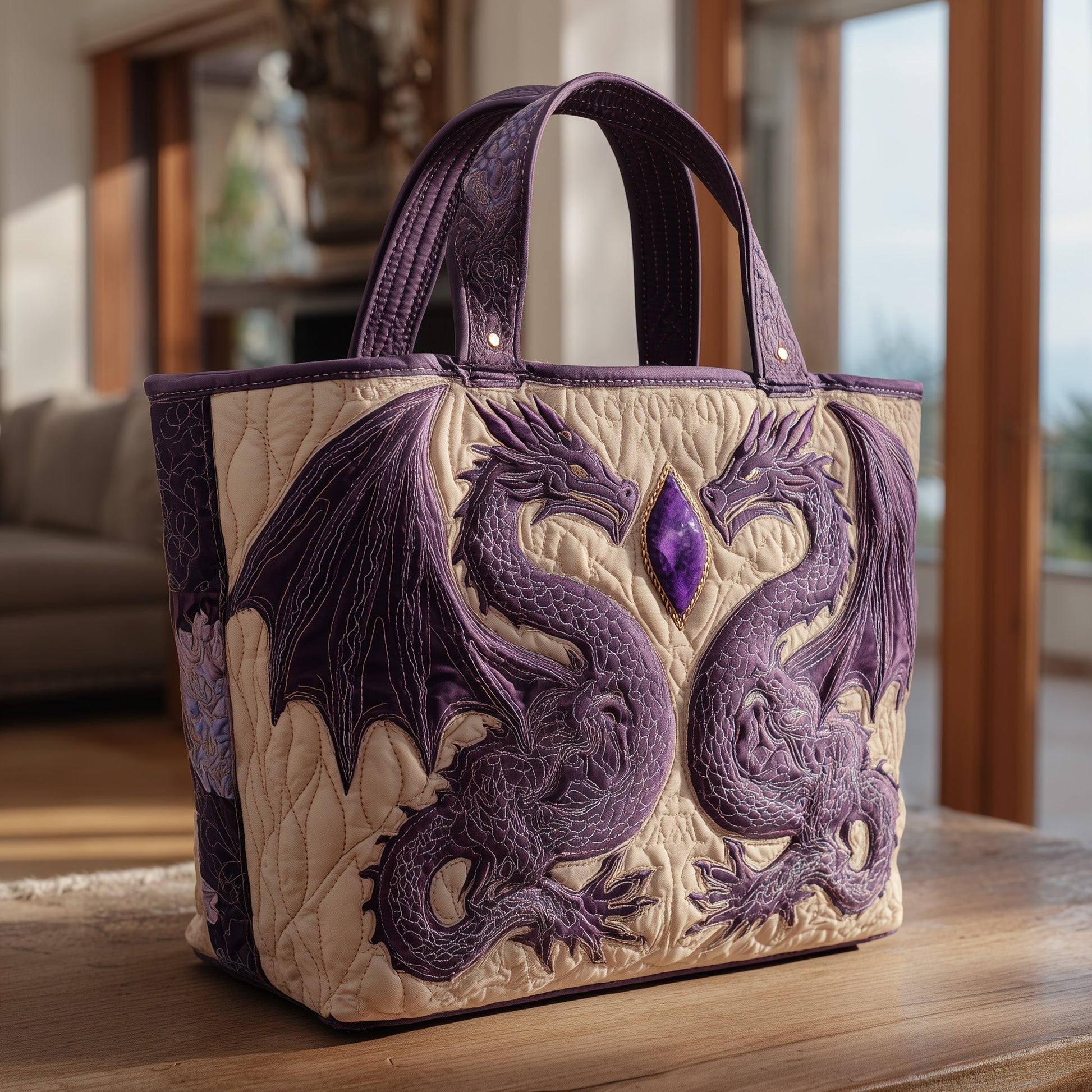Everyday Purple Dragons Quilted Tote