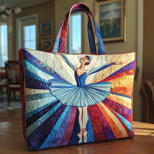 Ballerina Dance Silhouette Quilted Tote