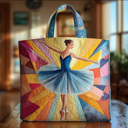 Ballet Dancer Colorful Rays Quilted Tote