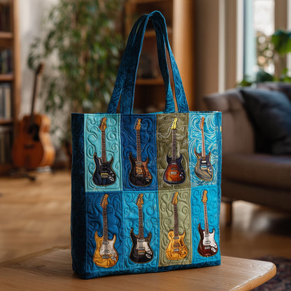 Electric Guitars Patchwork Quilted Tote