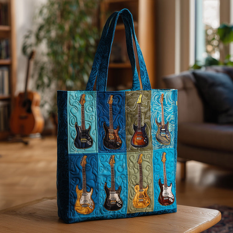 Electric Guitars Patchwork Quilted Tote
