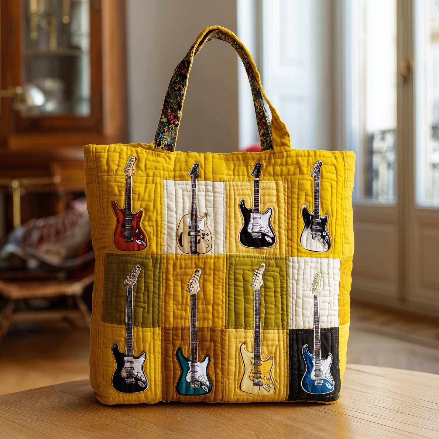 Everyday Guitars Quilted Tote Bag