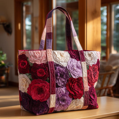 Everyday Colorful Roses Quilted Tote