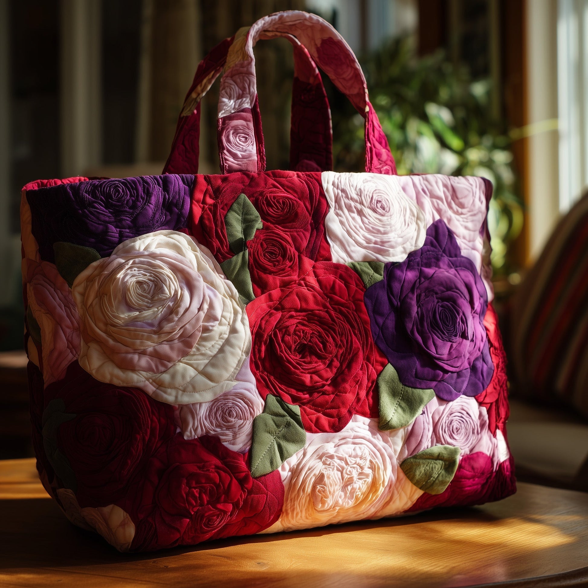 Everyday Clustered Roses Quilted Tote