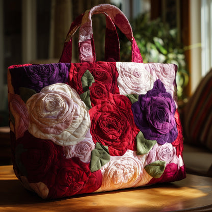 Everyday Clustered Roses Quilted Tote