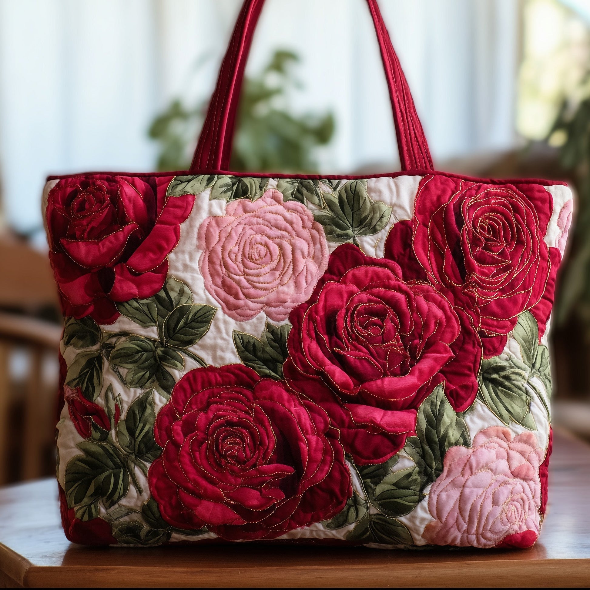 Red Pink Roses Tote Bag