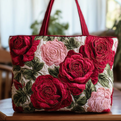 Red Pink Roses Tote Bag