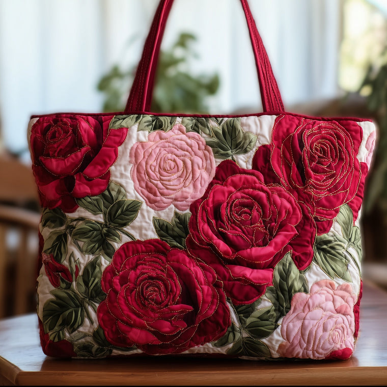 Red Pink Roses Tote Bag