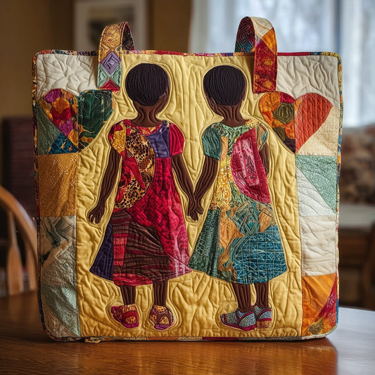 Two Girls Holding Hands Tote Bag