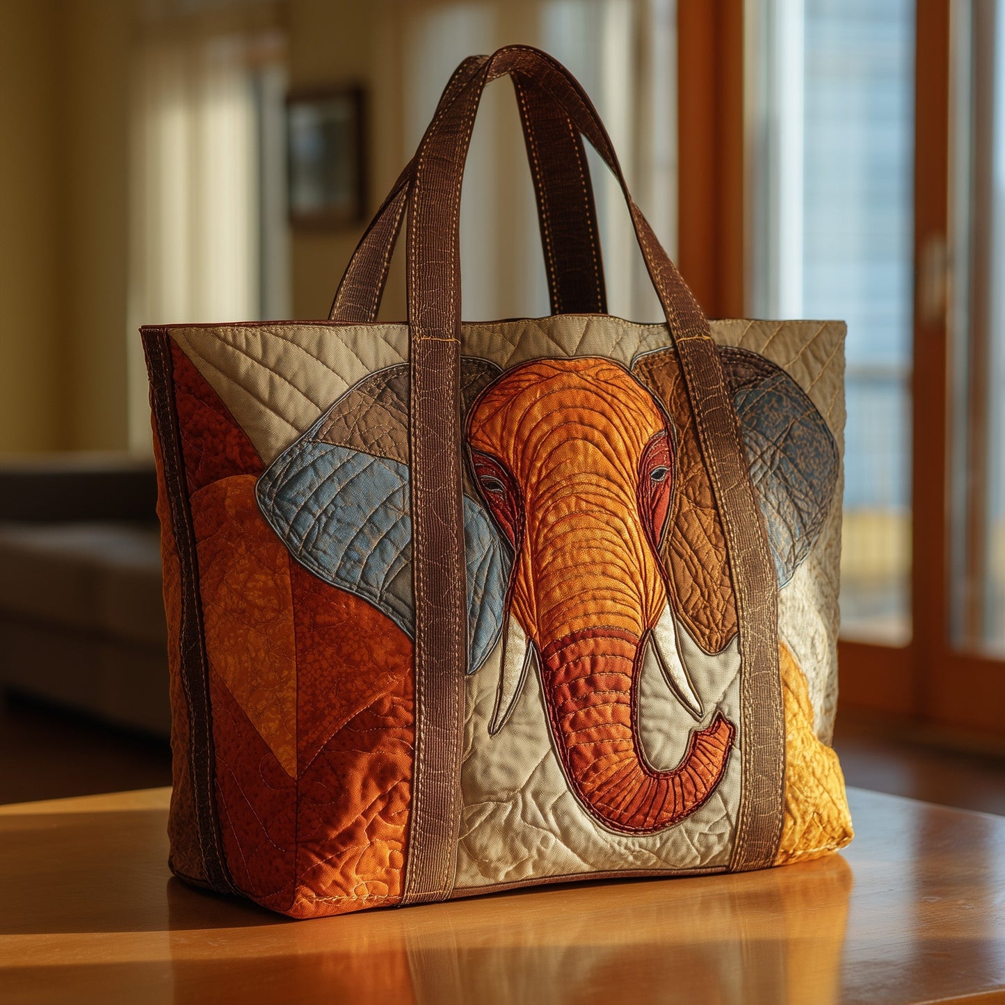 Everyday Elephant Face Quilted Tote