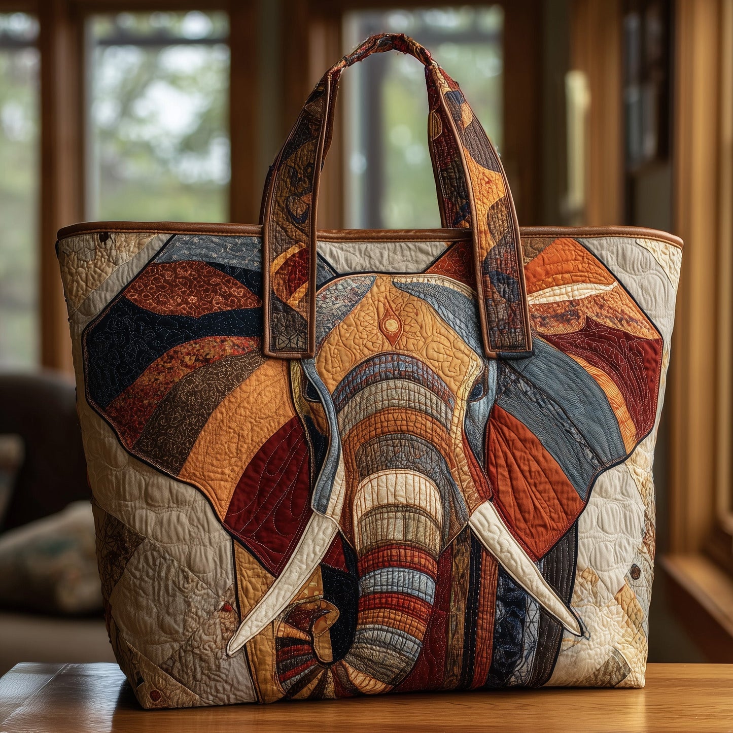 Everyday Elephant Artwork Quilted Tote