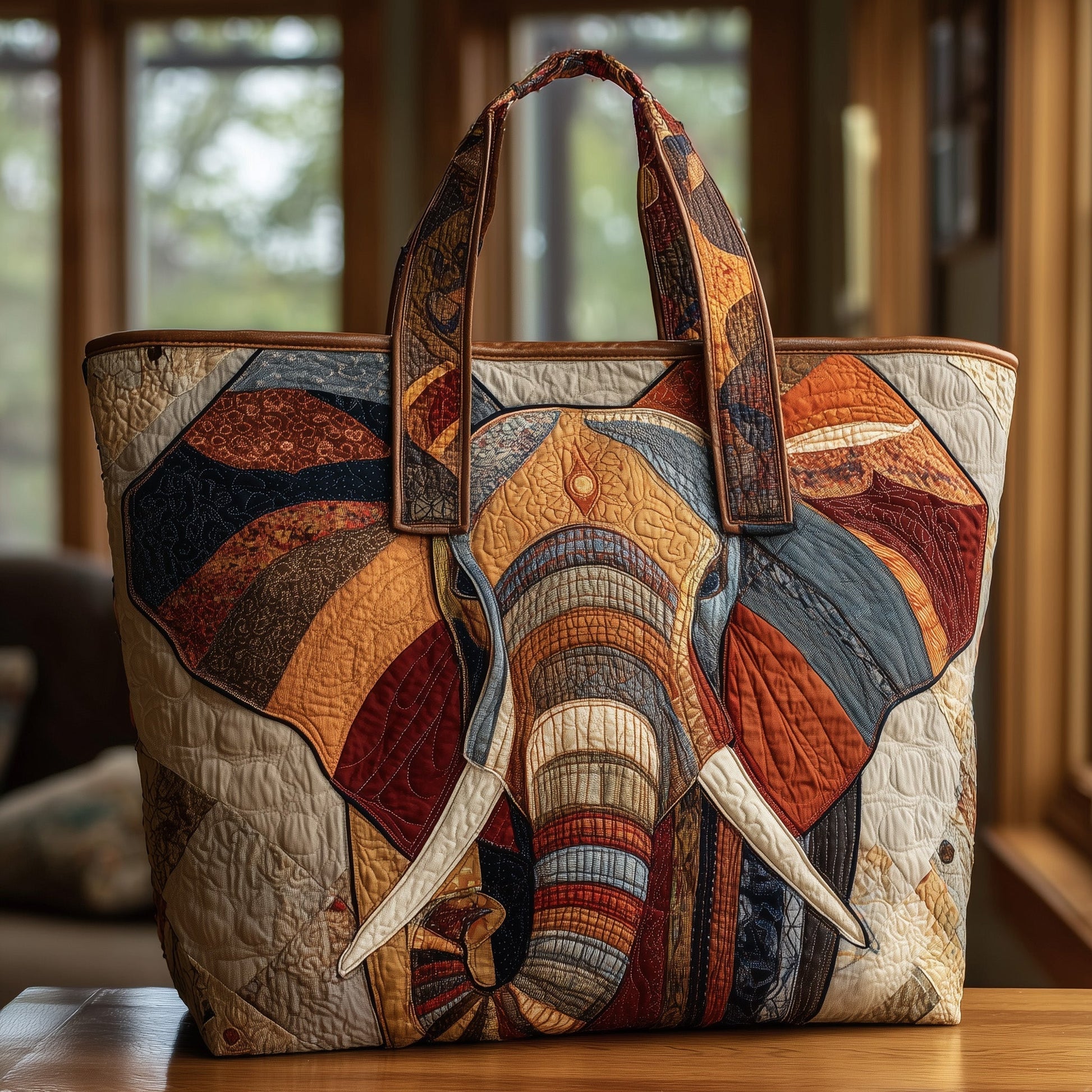 Everyday Elephant Artwork Quilted Tote