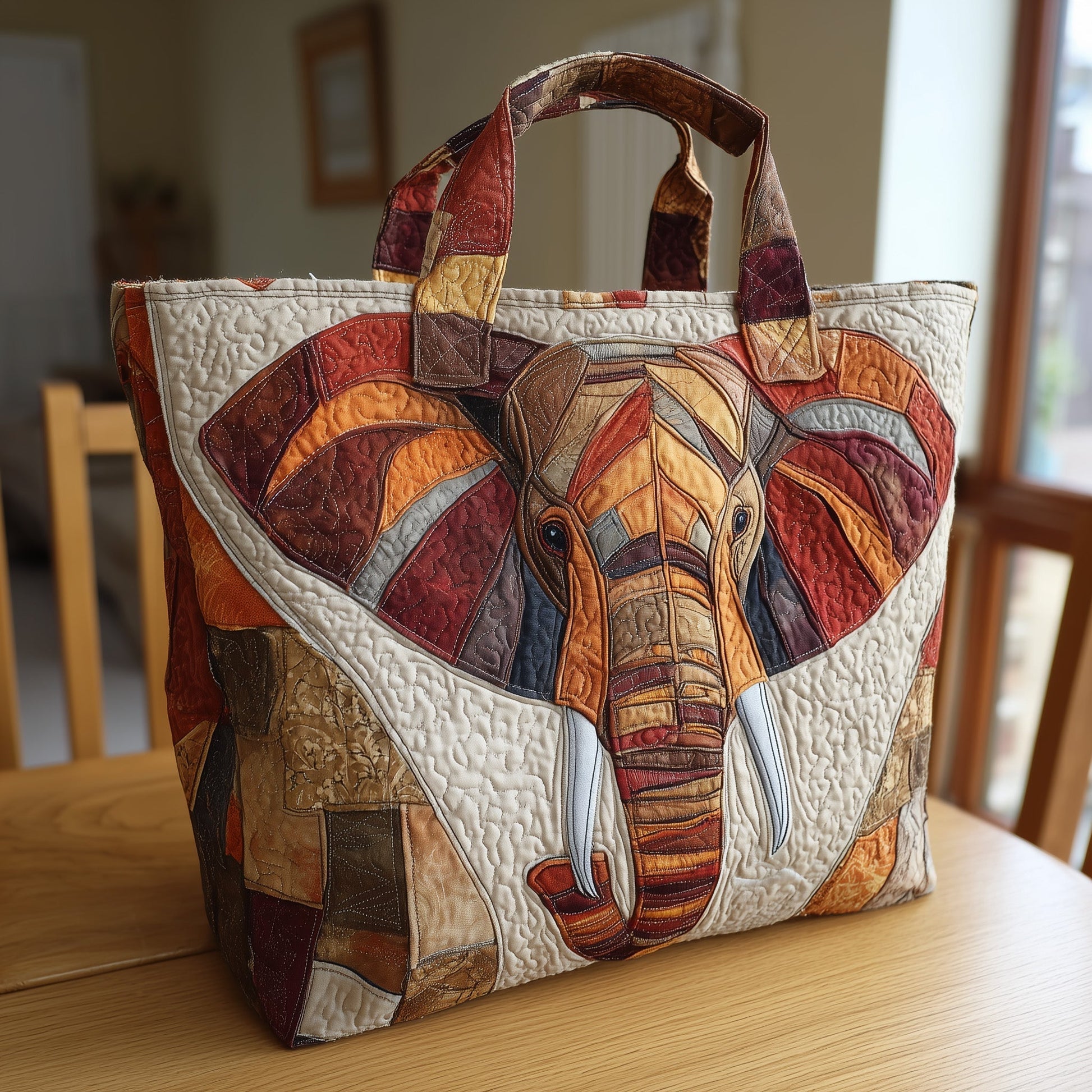 Everyday Elephant Patchwork Quilted Tote