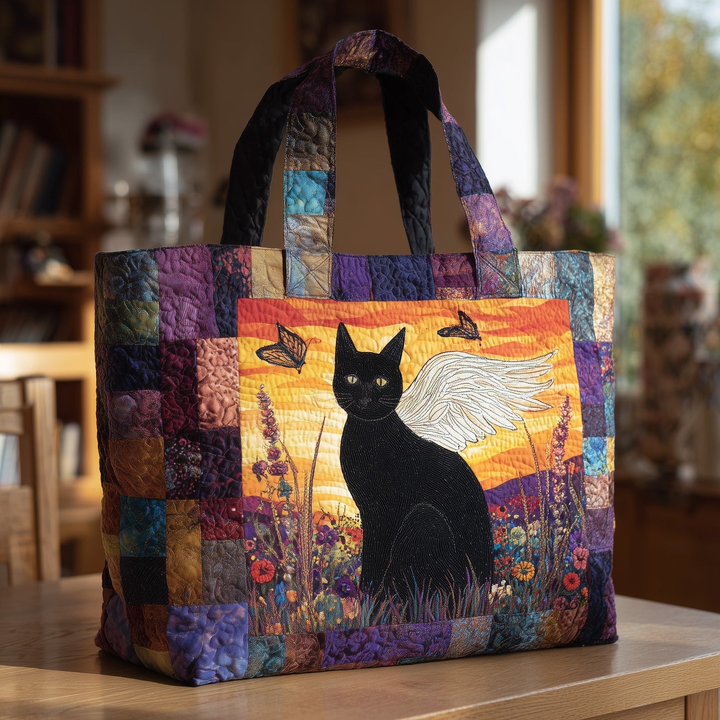 The Sunrise Cat Quilted Tote